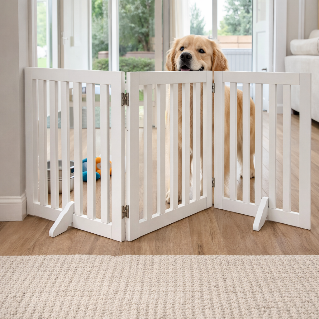 Stylish Freestanding Pet Barrier with Three Panels