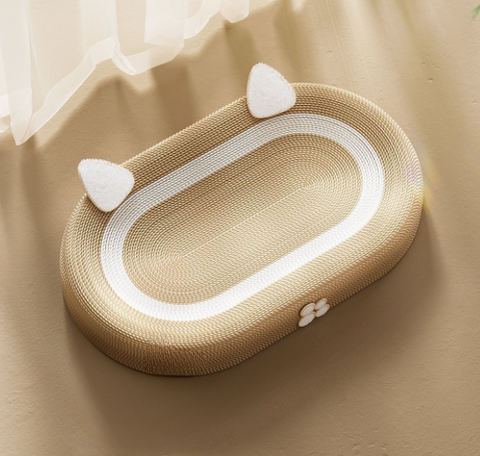 Plush Cat Bed with Built-In Scratching Surface
