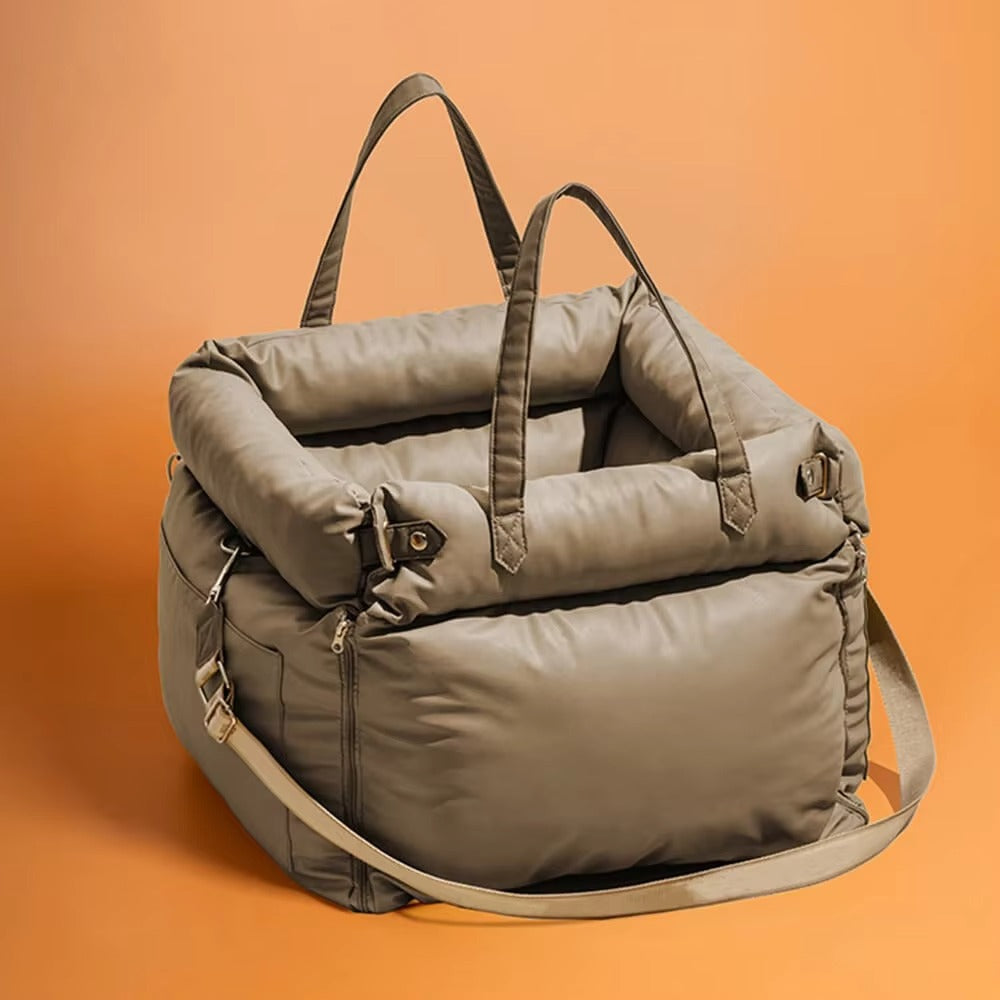 Luxury Faux Leather Dog Car Seat Bed