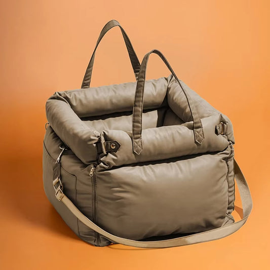 Luxury Faux Leather Dog Car Seat Bed