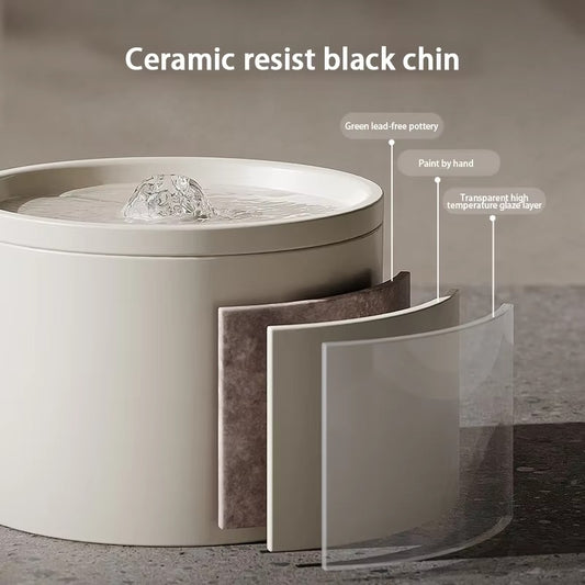 Ceramic Cat Water Fountain – with 4 Reusable Filters