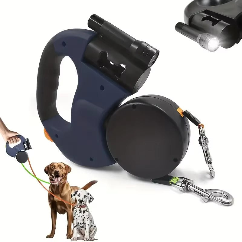 10-ft Retractable Double Dog Leash