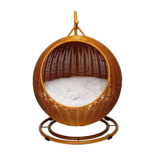 Boho Rattan Hanging Cat Hammock Bed