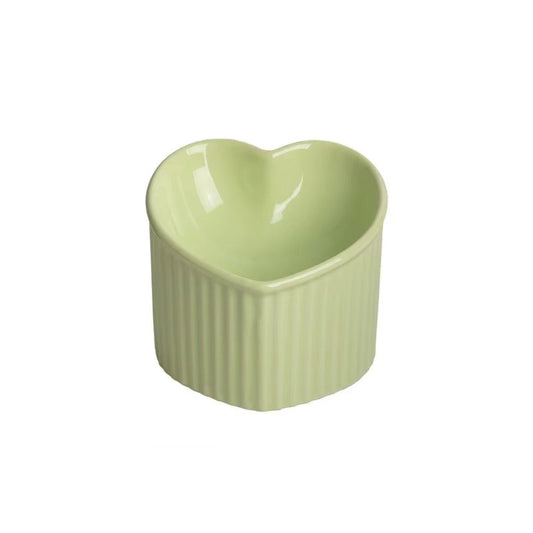 Elevated  Heart-Shaped Ceramic Cat Bowl