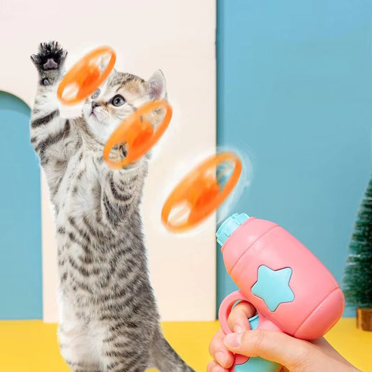 Cat Toy Launcher with 15 Flying Discs