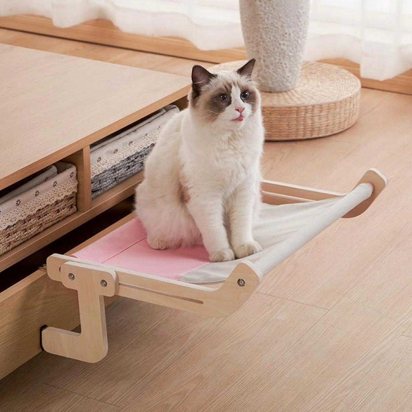 Cozy Wooden Hammock for Cats