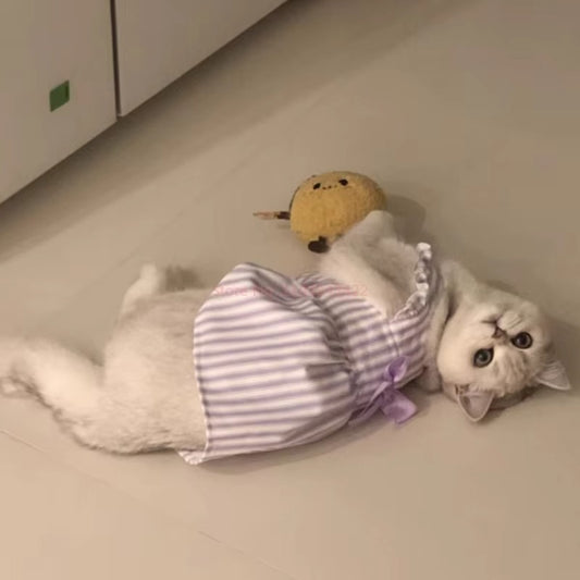 Lavender Stripe Cat Princess Dress