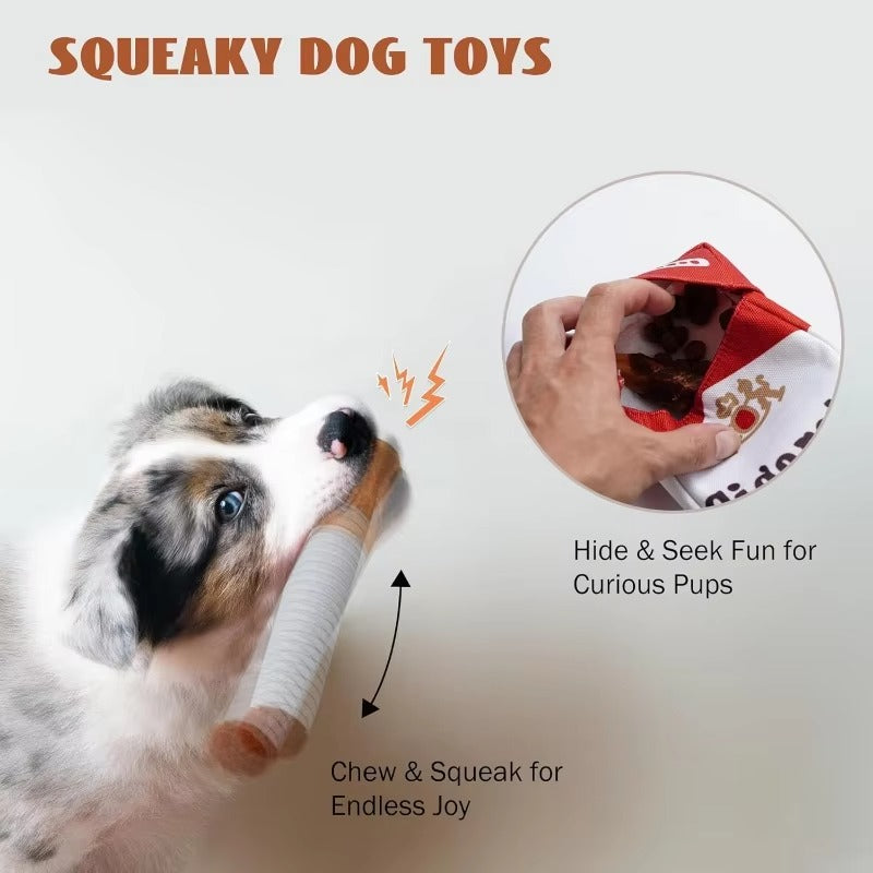 Cigarette Box Plush Dog Toy Set