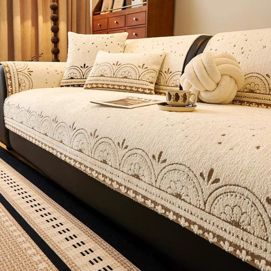 Pet-Friendly Plush Non-Slip Sofa Cover
