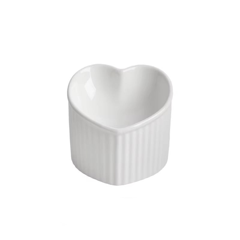Elevated  Heart-Shaped Ceramic Cat Bowl