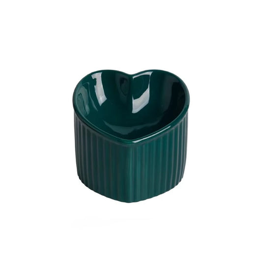 Elevated  Heart-Shaped Ceramic Cat Bowl