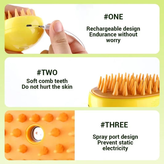 3-in-1 Cat & Dog Steam Brush