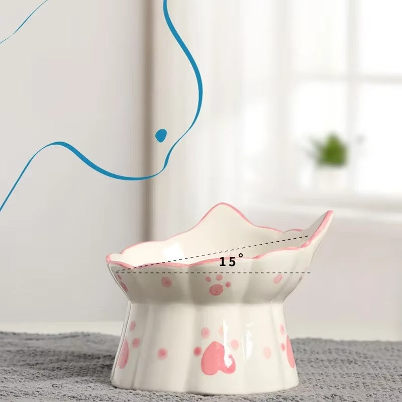 Cute Paw Design Ceramic Cat Bowls