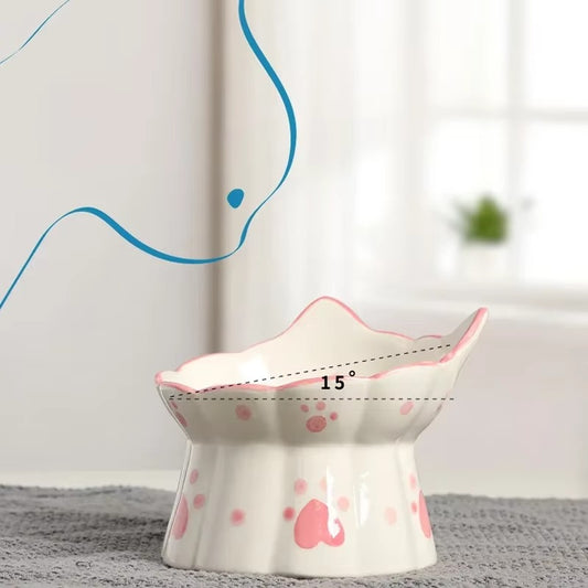 Cute Paw Design Ceramic Cat Bowls