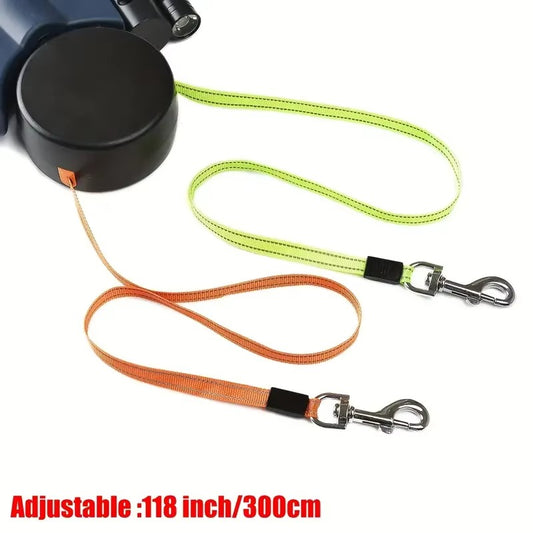 10-ft Retractable Double Dog Leash