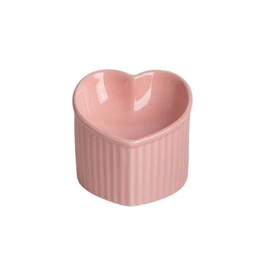 Elevated  Heart-Shaped Ceramic Cat Bowl