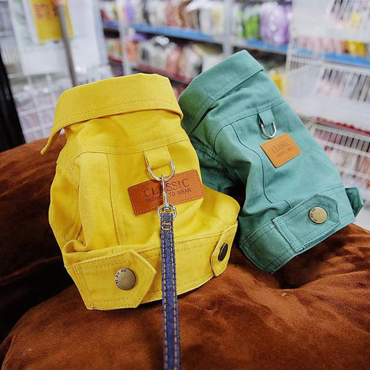 Cute Denim Style Dog Harness Coat
