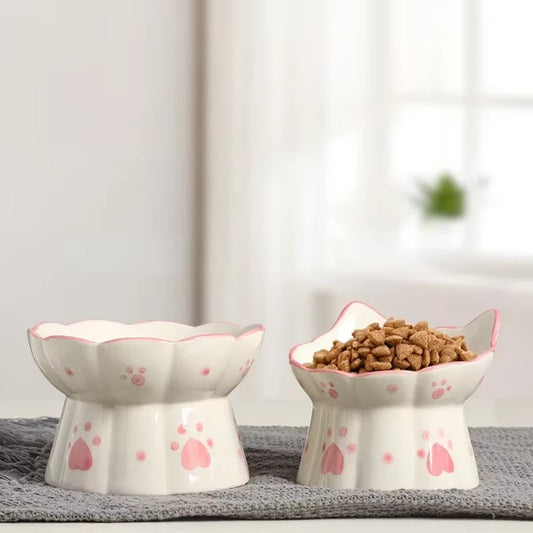Cute Paw Design Ceramic Cat Bowls