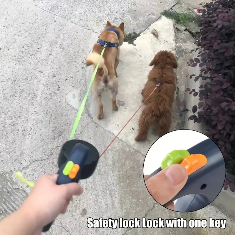 10-ft Retractable Double Dog Leash
