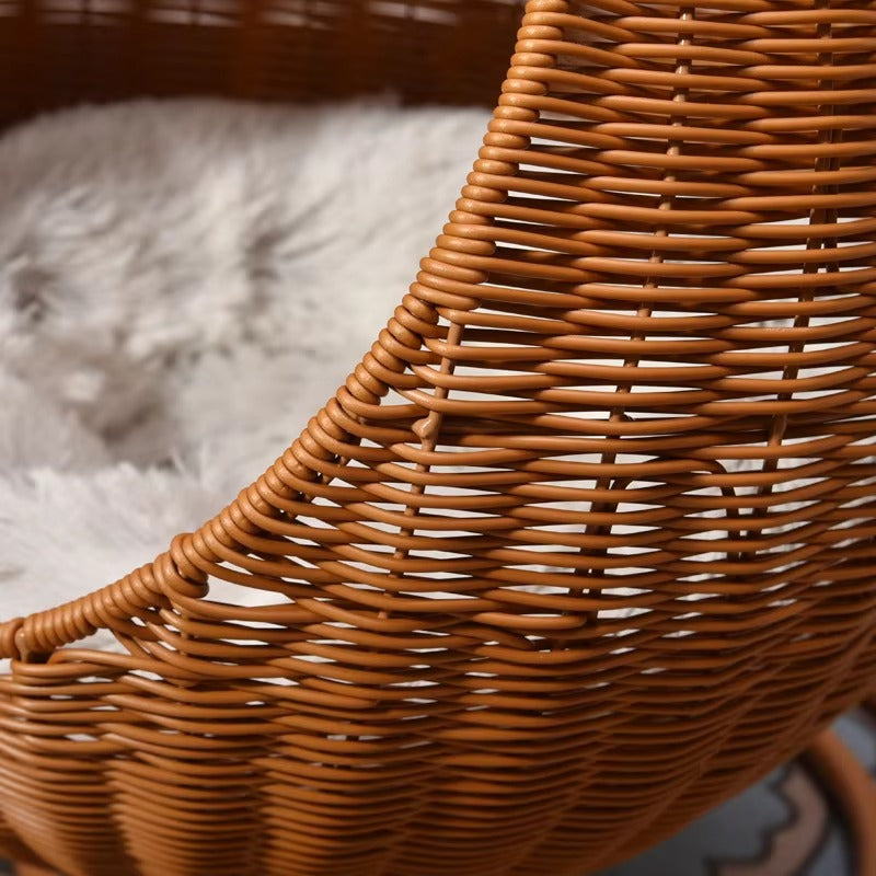 Boho Rattan Hanging Cat Hammock Bed