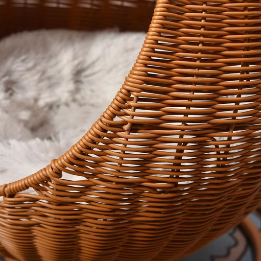 Boho Rattan Hanging Cat Hammock Bed