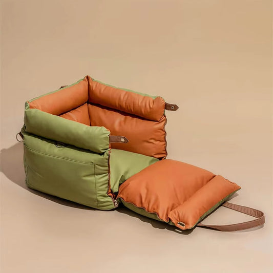 Luxury Faux Leather Dog Car Seat Bed
