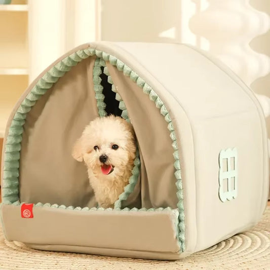 Dog House Tent with Soft Curtain Door