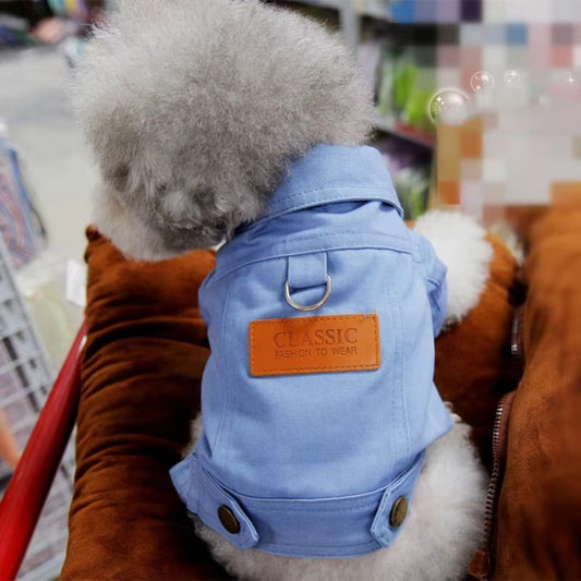 Cute Denim Style Dog Harness Coat