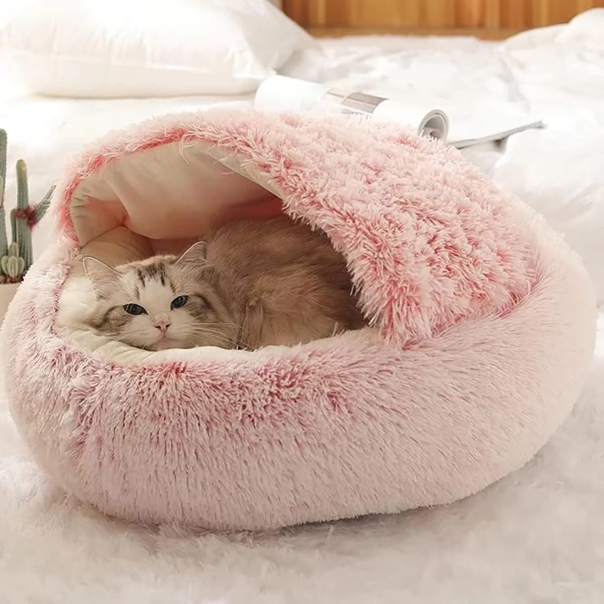 Stress Relief Pet Bed for Cats and Small Dogs