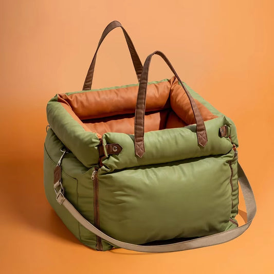 Luxury Faux Leather Dog Car Seat Bed