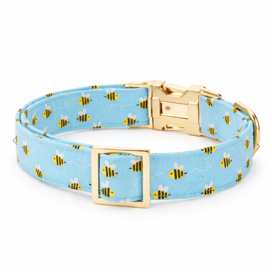 Buzzing Bee Pattern Dog Collar for Stylish Walks